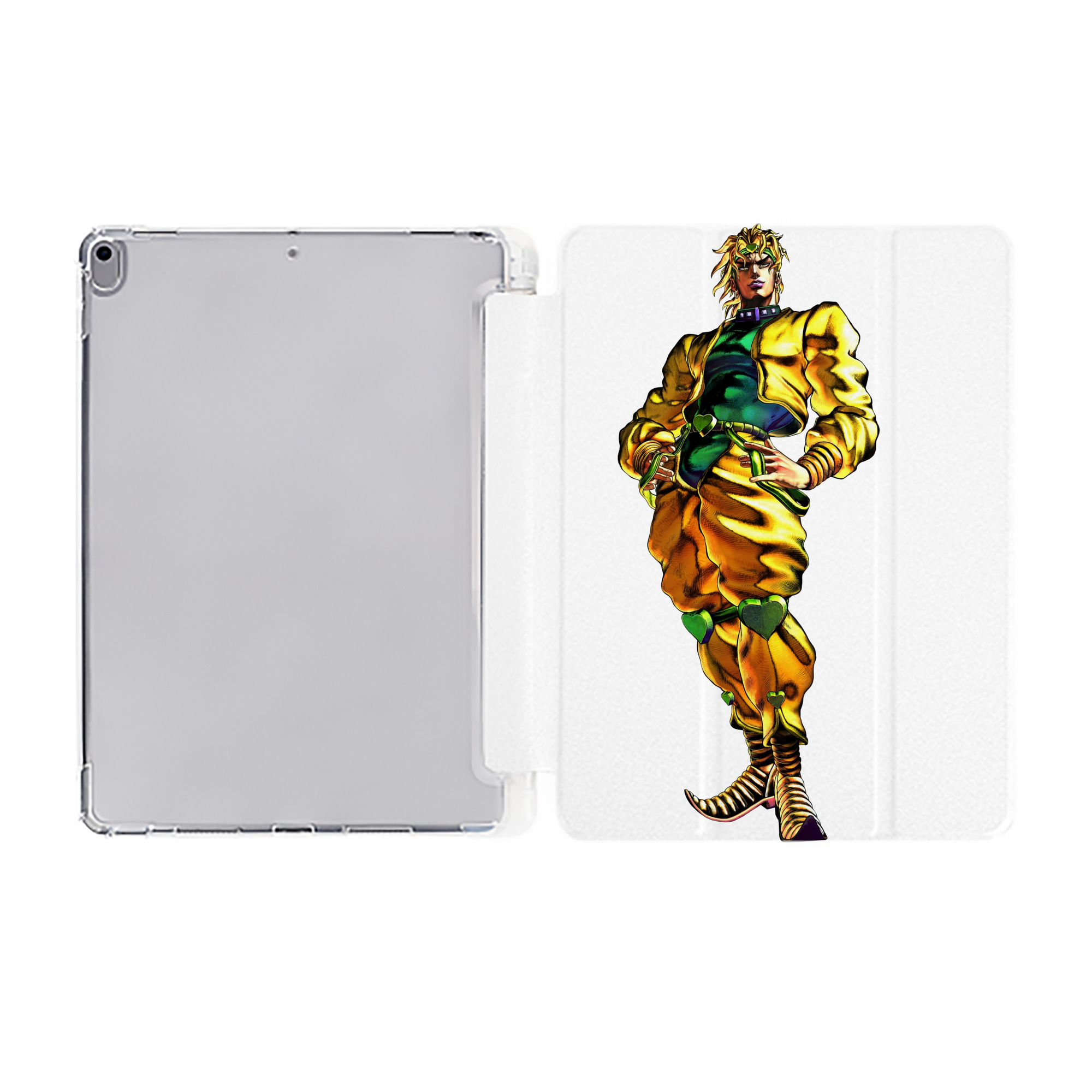 （画像用） ジョジョの奇妙な冒険 ディオ?ブランドー JoJo's Bizarre Adventure Dio Brando IPad ケース ペン収納付き 三つ折りスタンド PUレザー×シリコン 対応機種9.5/10.5/10.9インチ